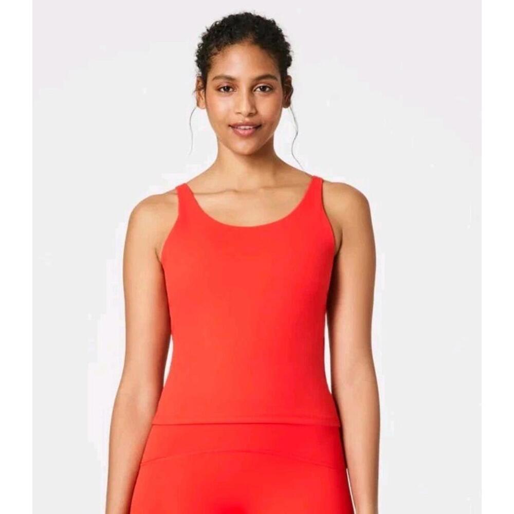NWT SPANX Power Boost Contour Shelf Tank Red Orange Size S
